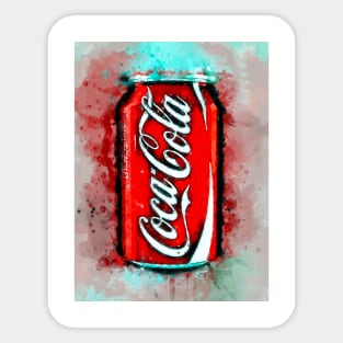 Watercolor Coke Can Sticker